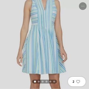 CeCe cotton sleeveless pin tuck dress
